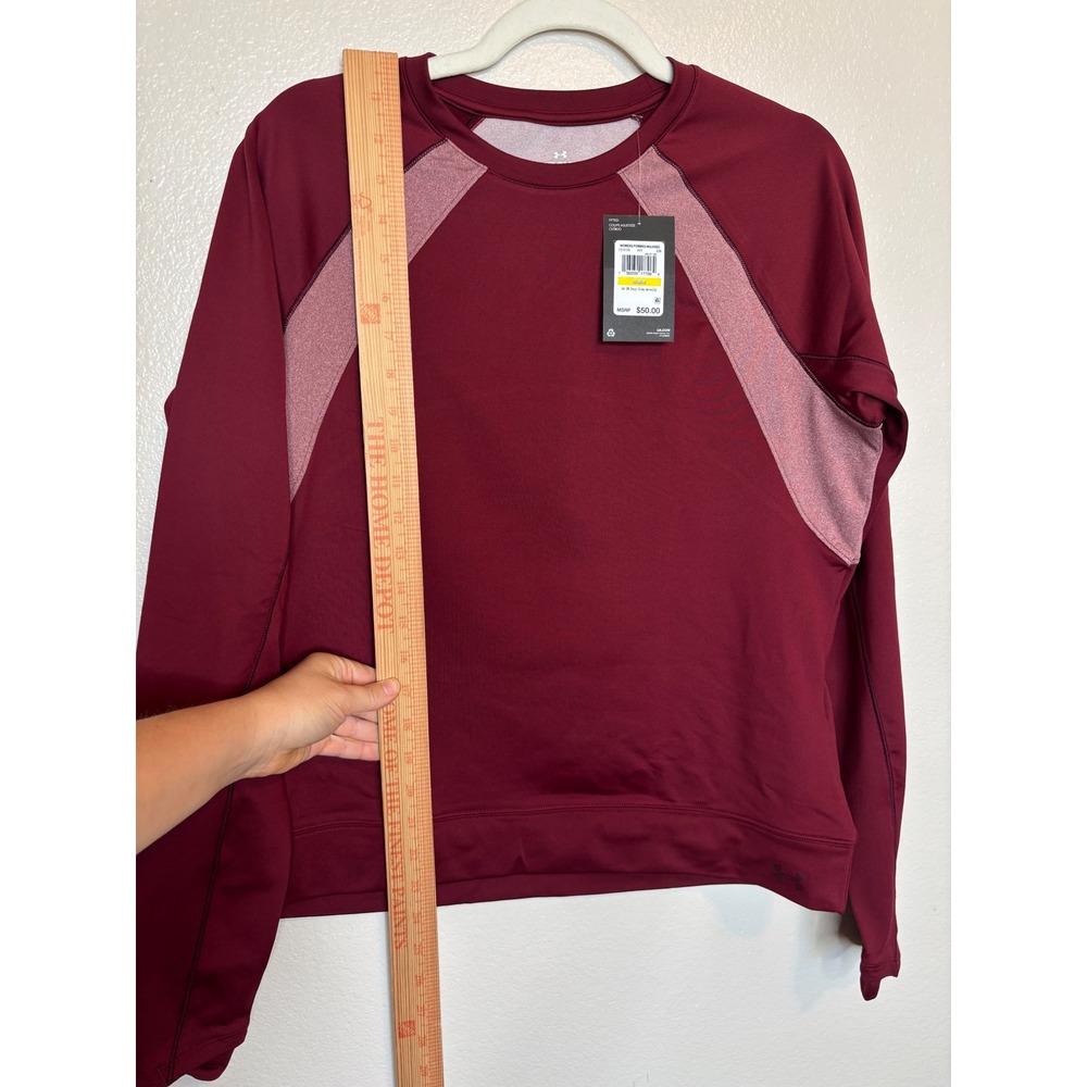 Under Armour Womens Cozy Crew Novelty ColdGear Top Maroon Pink 1374135 Medium - Picture 8 of 10